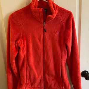 Orange north face fleece size small
